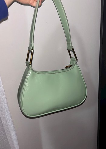 Pull&Bear Yeşil Deri Minimalist Kadın Omuz Çantası - Görsel 3