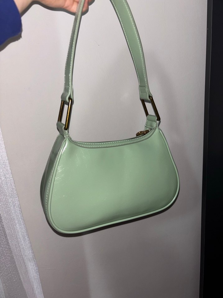 Pull&Bear Yeşil Deri Minimalist Kadın Omuz Çantası - Görsel 3