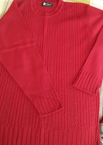 Kırmızı Örgü Kadın Kazak - Görsel 2