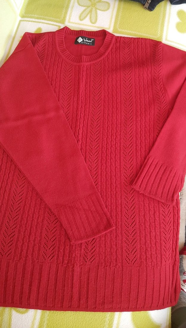 Kırmızı Örgü Kadın Kazak - Görsel 2