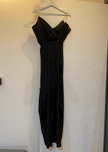 Alfabeta Uzun Siyah Drapeli Straplez Gotik Abiye