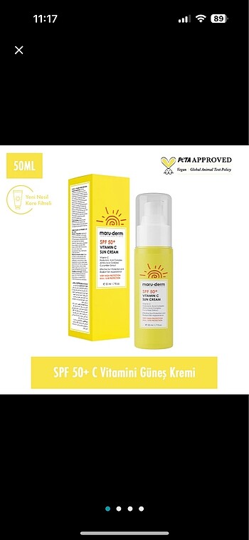Maruderm c vitaminli güneş kremi