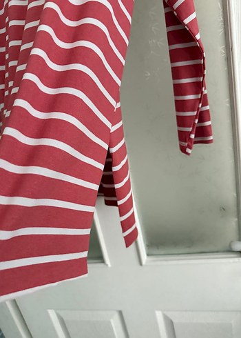 xl Beden pembe Renk Çizgili Uzun Kollu tunik