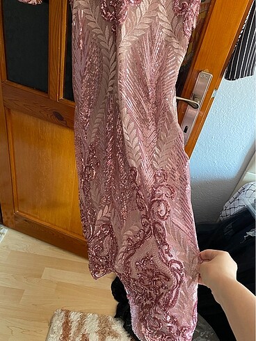 40 Beden pembe Renk Pembe pullu tesettür abiye