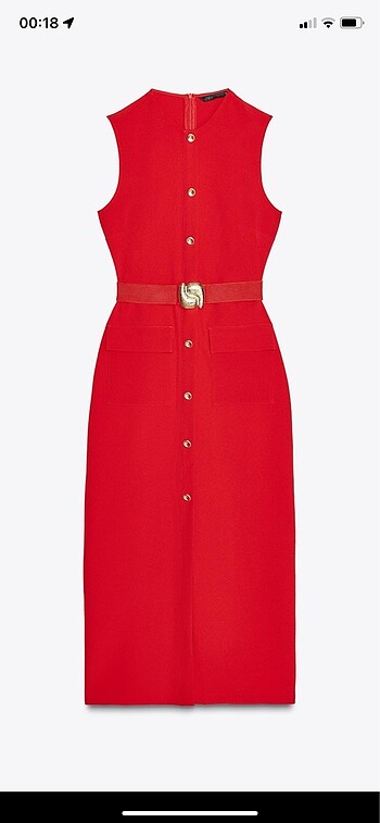 Zara Zara Kemerli Midi Krep Elbise
