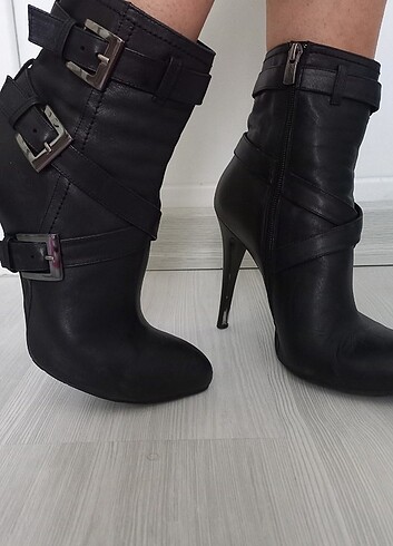  Hakiki deri kadın ince topuklu bot