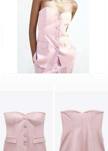 zara saten pembe ceket tarz büstiyer - Görsel 3