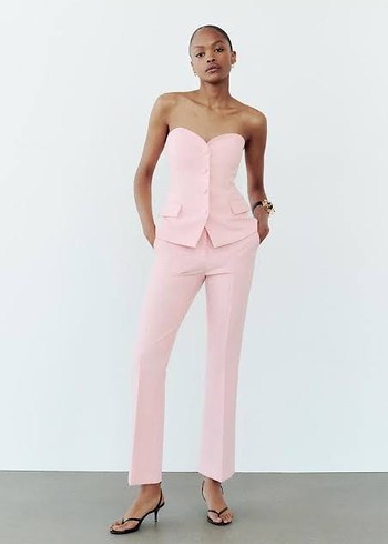 zara saten pembe ceket tarz büstiyer - Görsel 7