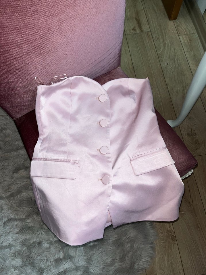 zara saten pembe ceket tarz büstiyer - Görsel 2