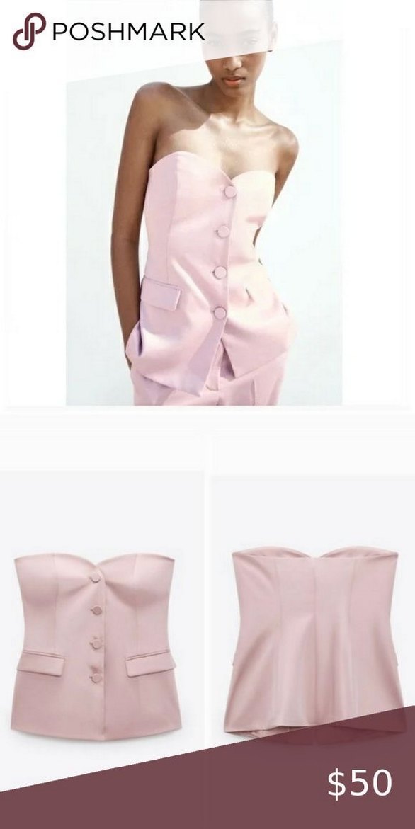 zara saten pembe ceket tarz büstiyer - Görsel 3