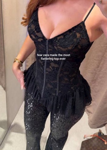 zara viral dantel peplum korse büstiyer - Görsel 2