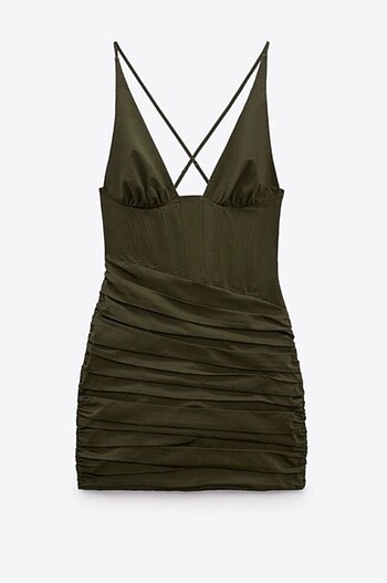 zara viral haki korse mini elbise