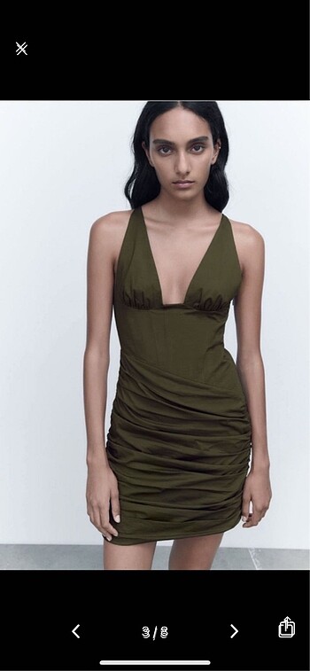 xs Beden zara viral haki korse mini elbise