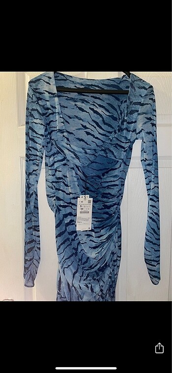s Beden mavi Renk zara mavi zebra mini elbise