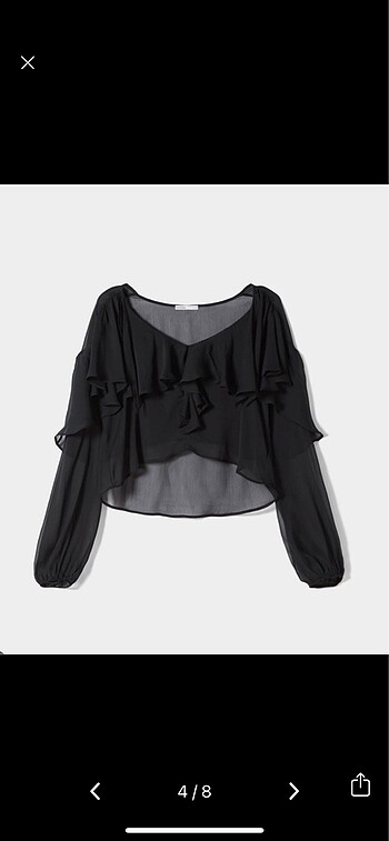 xs Beden siyah Renk boho rock chic fırfırlı tül bluz