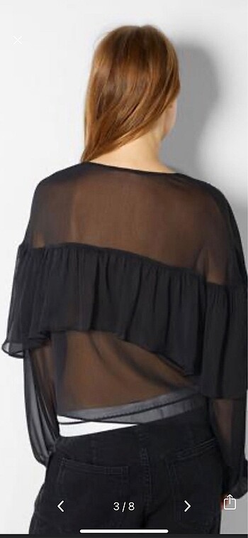 Bershka boho rock chic fırfırlı tül bluz