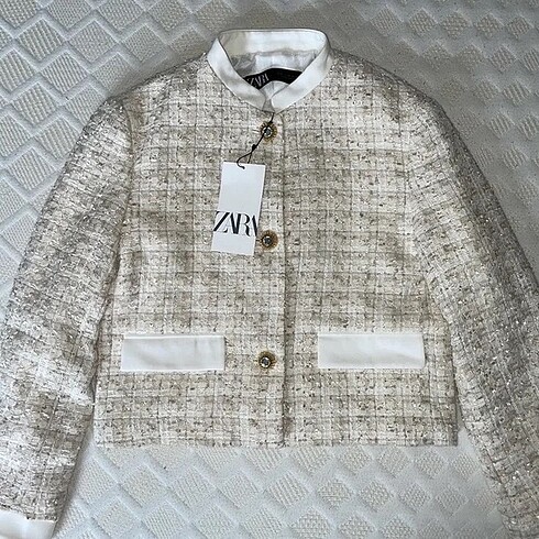 Zara zara gold taşlı tüvit chanel tarz ceket