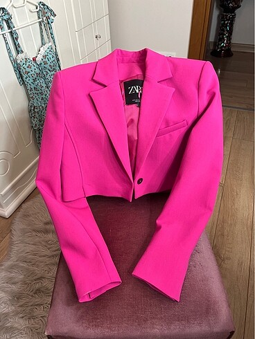 s Beden zara fuşya crop blazer ceket