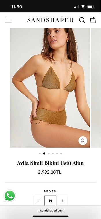Beymen sandshaped glitter simli gold bikini takımı