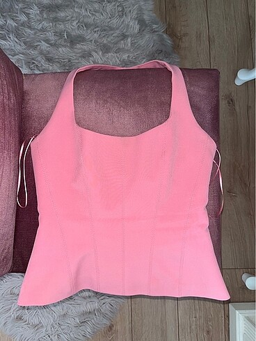 xs Beden pembe Renk zara pembe halter yaka korse bustiyer