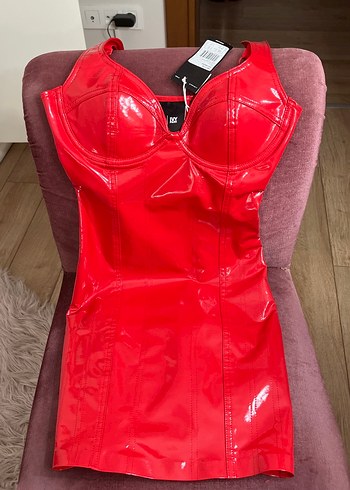 xs Beden kırmızı Renk adidas x ivy park vinil latex bodycon elbise