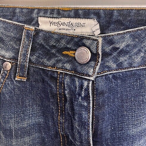 s Beden lacivert Renk yves saint laurent ysl logo extremely rare düşük bel jean