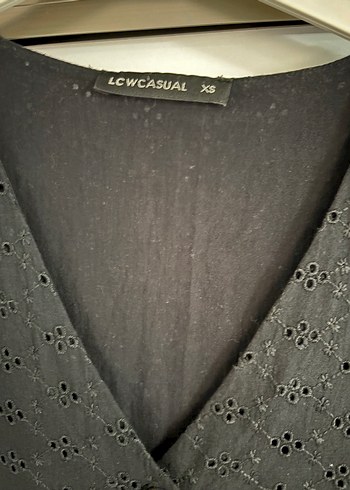 LC Waikiki Düğmeli Siyah Bohem Midi Elbise