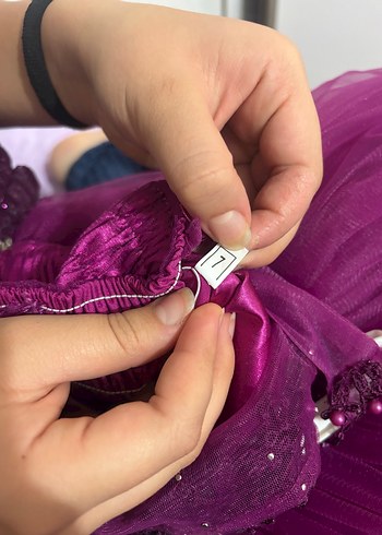 Diğer Mor Nakışlı Dantelli Kız Çocuk Abiye Elbise
