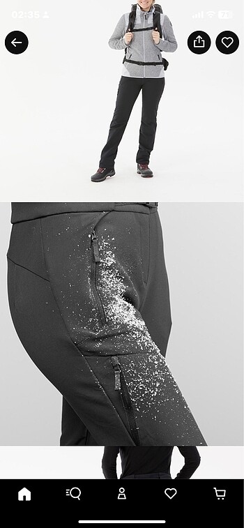 Decathlon softsheel outdoor kar pantolonu