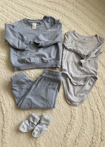 H&M Bebek mavi Uzun Kollu Bebek Erkek Kıyafet Seti