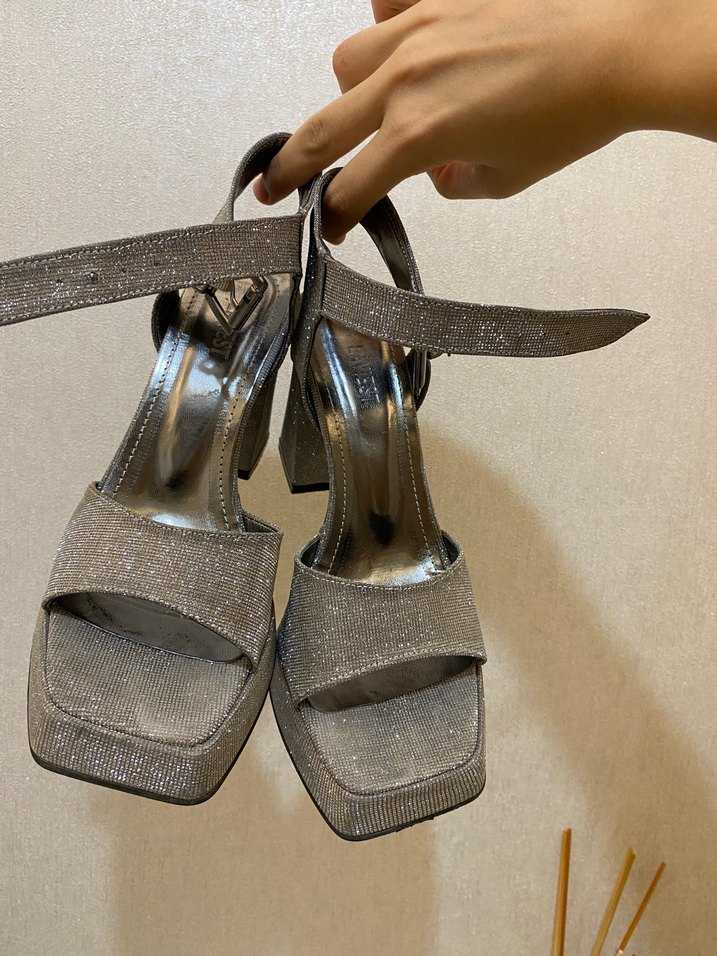 Gri Platform Topuklu Kadın Abiye Ayakkabı - Görsel 4