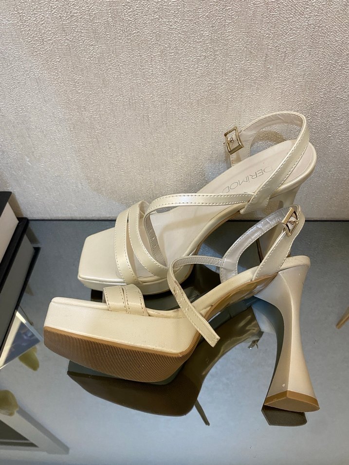 Krem Kadın Topuklu ayakkabı - Görsel 2