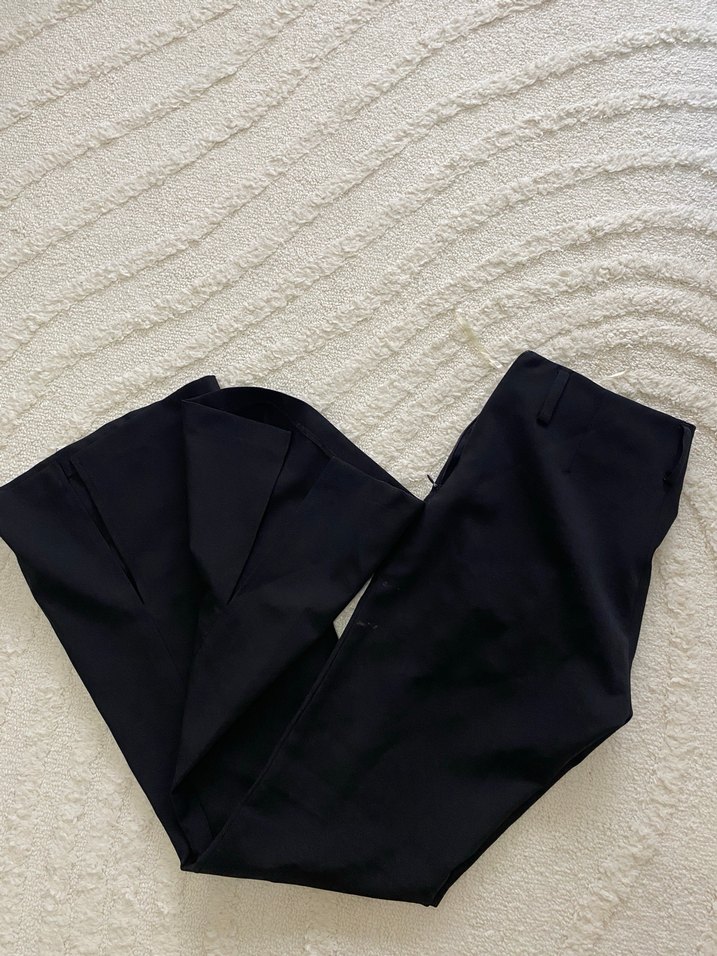 Kadın Siyah Midi Kumaş Pantolon - Görsel 2