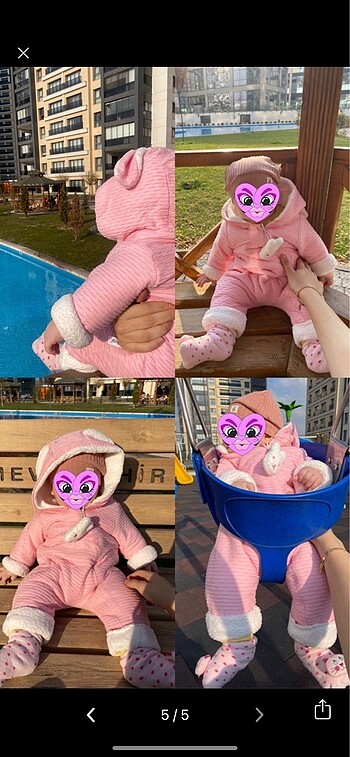 6-9 Ay Beden pembe Renk Bebek kışlık tulum