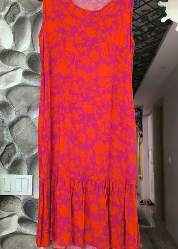 Pembe Çiçek Desenli Uzun Bohem Elbise - Görsel 3