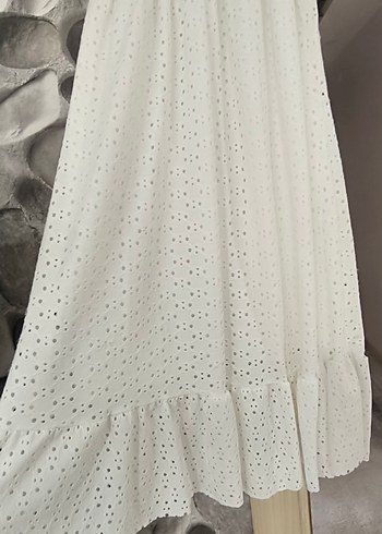 Dantel Detaylı Beyaz Bohem Uzun Elbise - Görsel 5