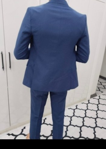 Düğmeli Mavi Erkek Takım Elbise - Görsel 4