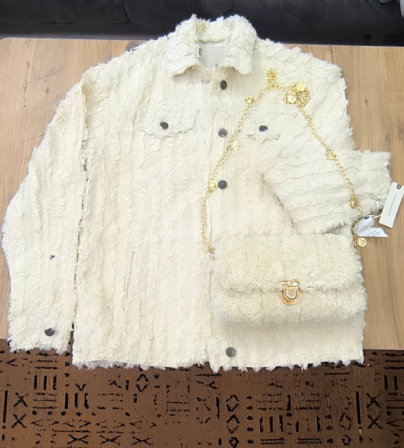 Ekru Kürklü Yün Kadın Çanta - Görsel 3