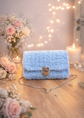 Örgü Kadın Mavi Bohem Çanta - Görsel 3