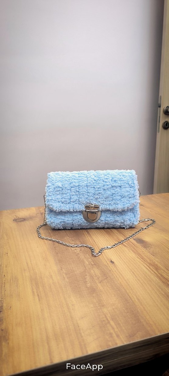 Örgü Kadın Mavi Bohem Çanta - Görsel 4