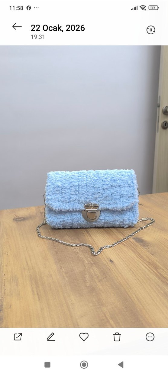 Örgü Kadın Mavi Bohem Çanta - Görsel 2