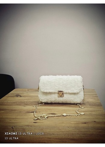 Klasik Elegan Beyaz Yün Kadın Çanta - Görsel 2
