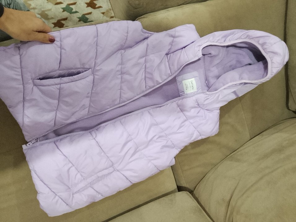 Kız Çocuk Mor Kapüşonlu Fermuarlı Ceket - Görsel 2