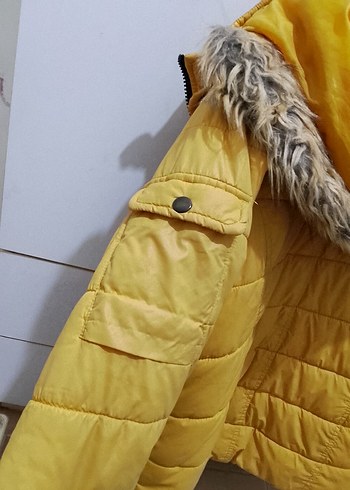 Sarı Fermuarlı kadın kışlık mont - Görsel 3