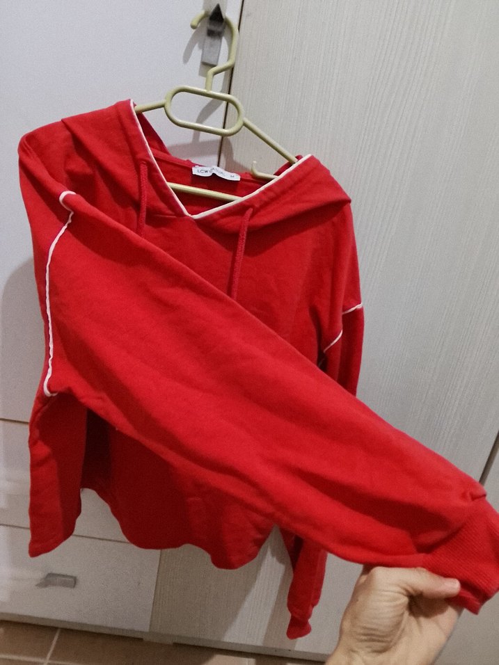 Rahat Kesim Kırmızı Kadın Sweatshirt - Görsel 2