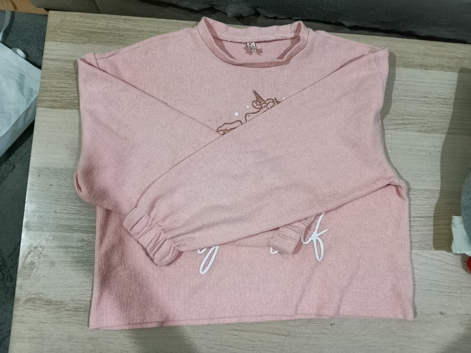 Kız Çocuk Gri Pamuklu Unicorn Baskılı Tişört - Görsel 3