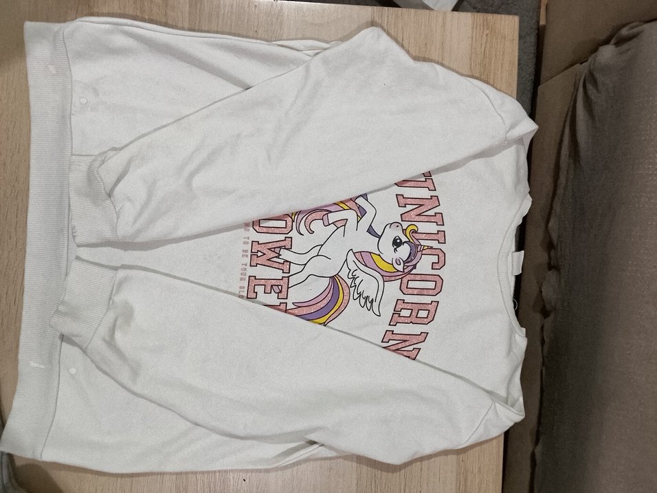 Kız Çocuk Gri Pamuklu Unicorn Baskılı Tişört - Görsel 2