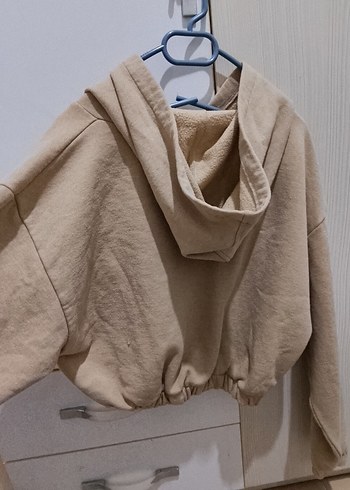 Bej Kapüşonlu Kadın Sweatshirt - Görsel 2