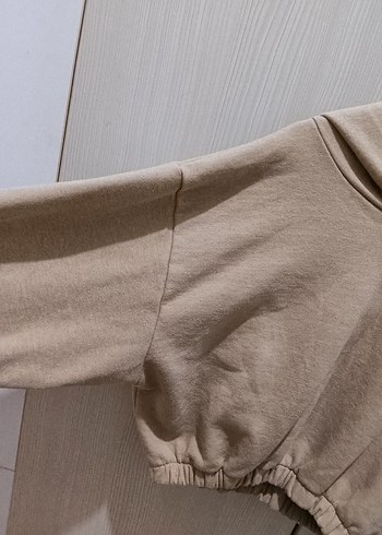 Bej Kapüşonlu Kadın Sweatshirt - Görsel 3