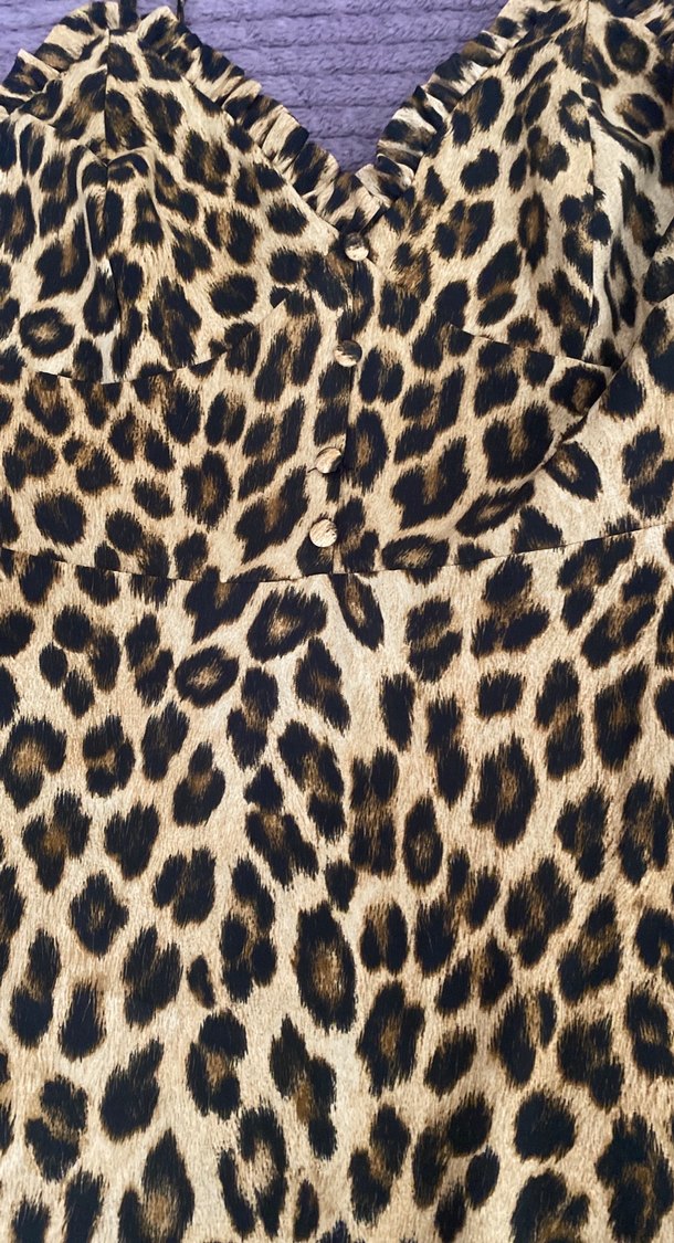 Leopar desenli mini elbise - Görsel 4